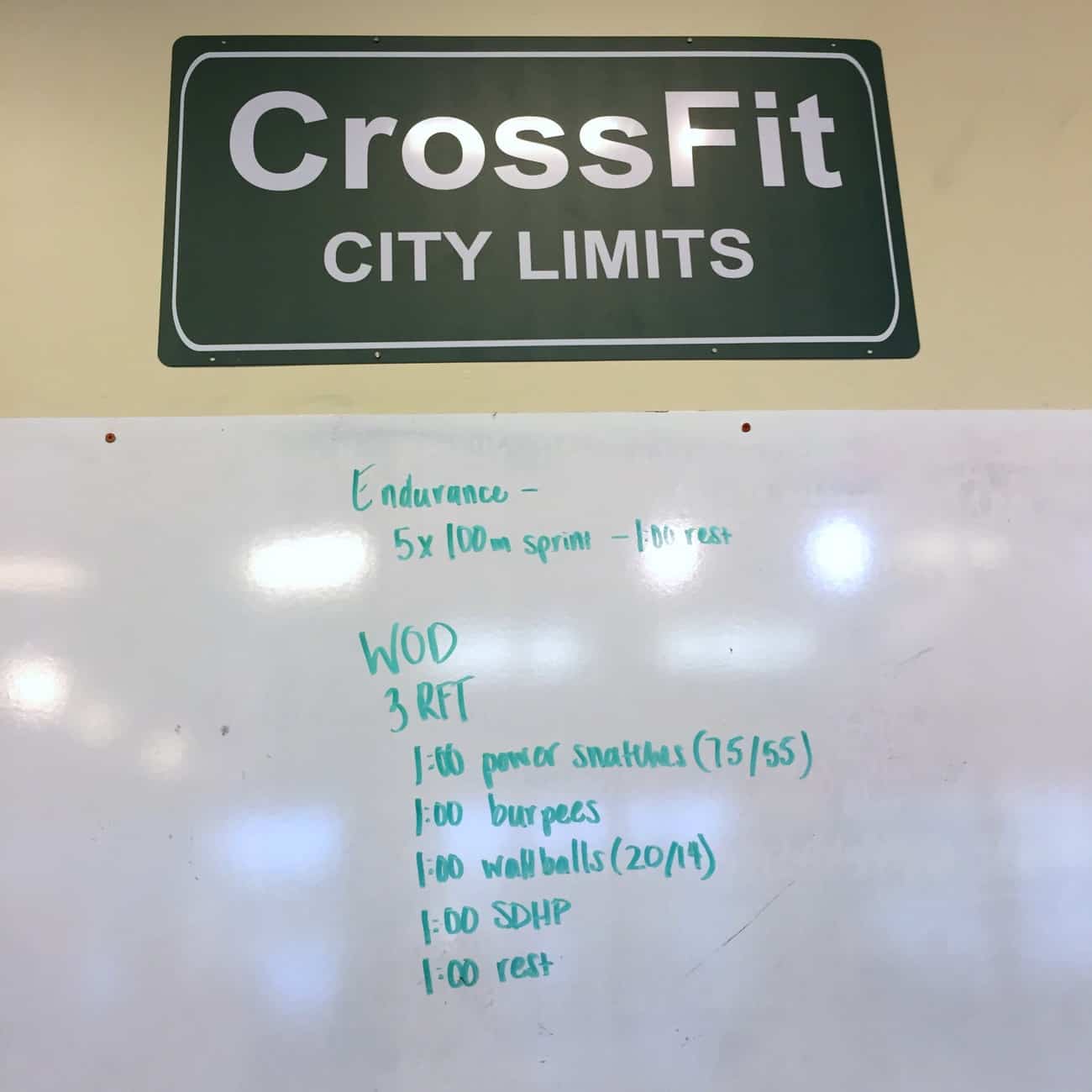 CrossFit WOD with snatches, burpees, wallballs, and high pulls