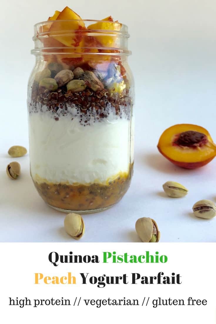 Quinoa Pistachio Peach Yogurt Parfait