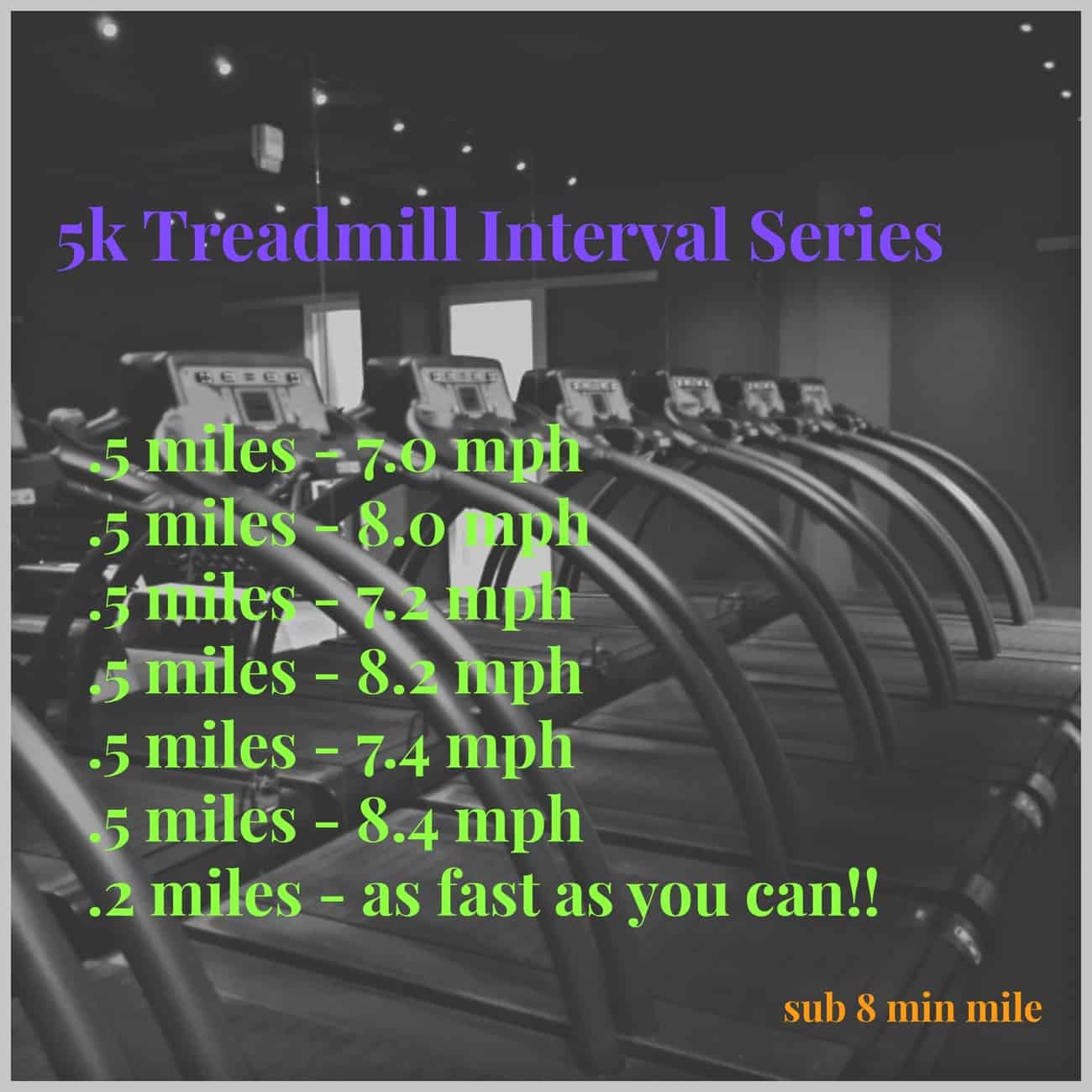 5k Treadmill Interval Series (sub 8 min mile)