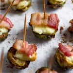 Crispy Brussel Sprouts with Bacon and Cheese Pinterest image
