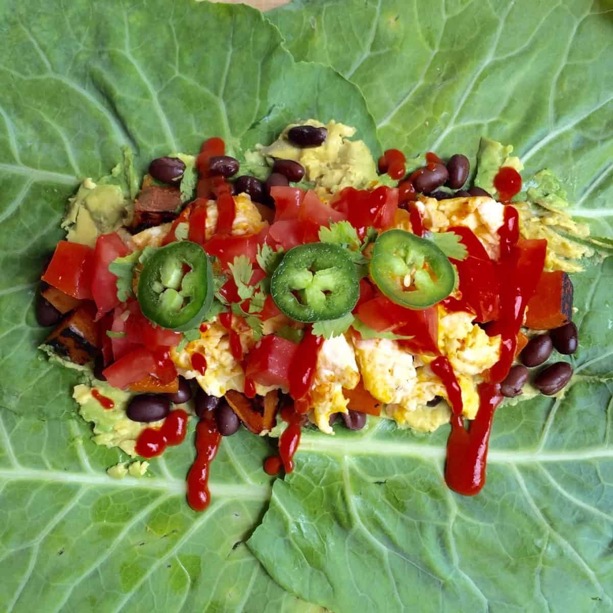 Breakfast Burrito Collard Wrap