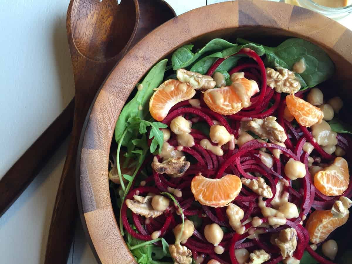 Raw Beet Salad with Pear Ginger Vinaigrette