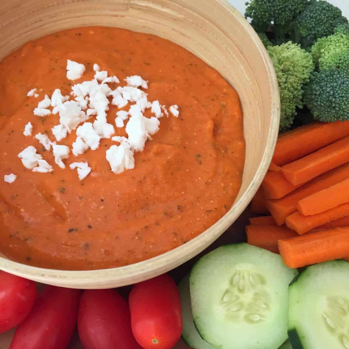 Roasted Red Pepper Dip with Feta & Basil