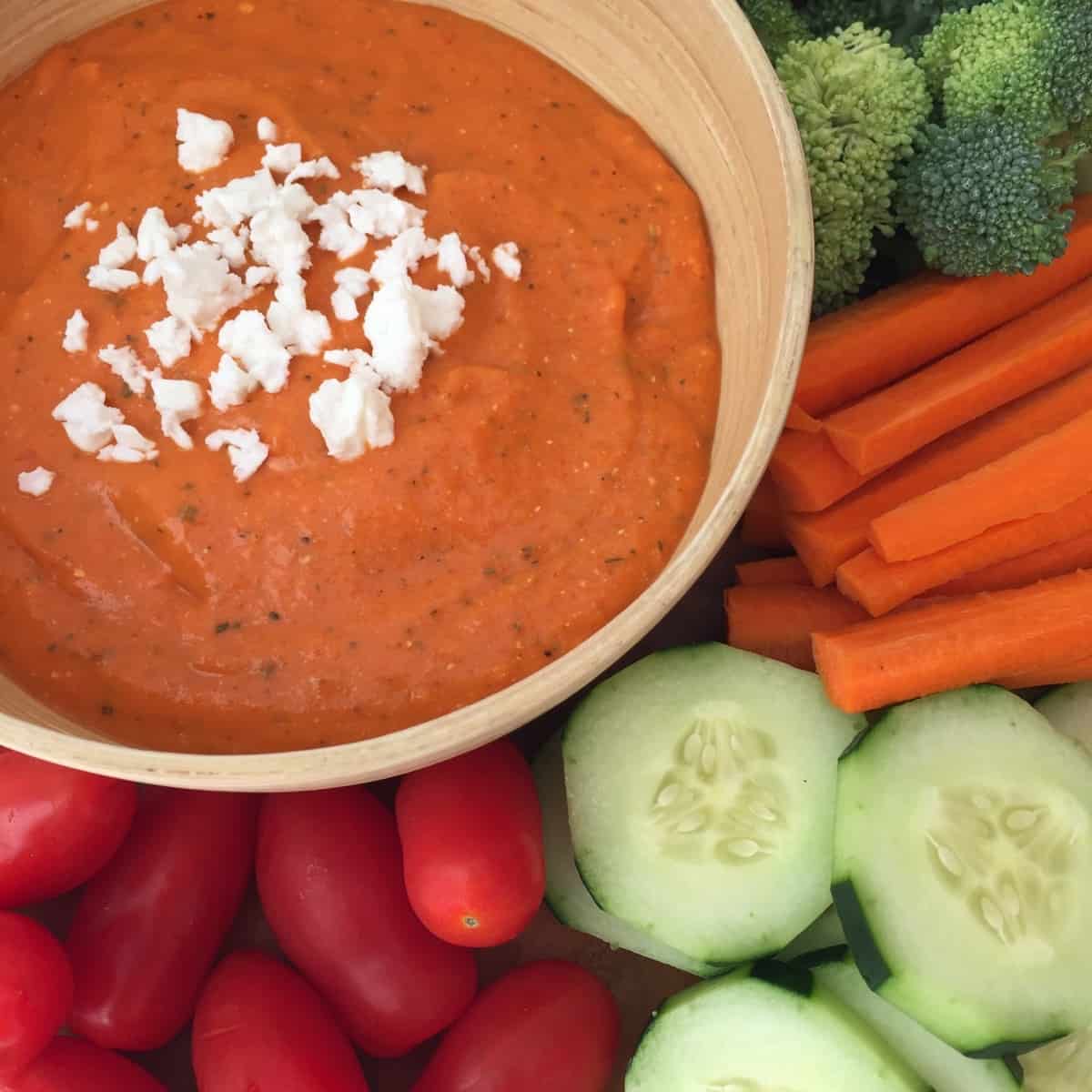 Roasted Red Pepper Dip with Feta & Basil