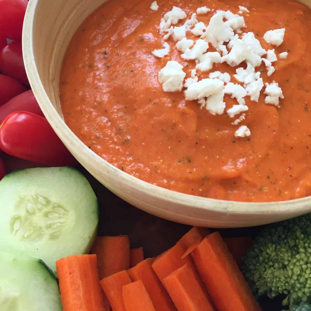 Roasted Red Pepper Dip with Feta & Basil