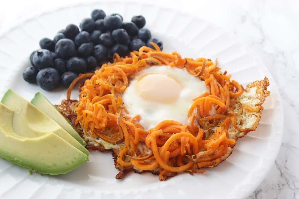 Spiralized Sweet Potato Egg in a Hole