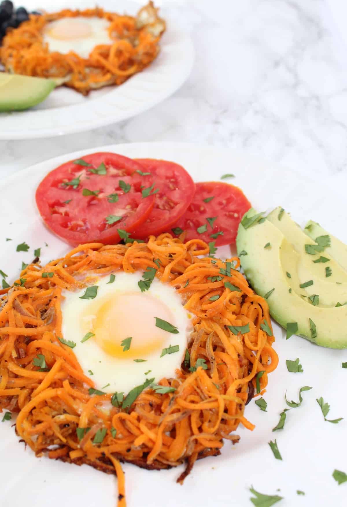 Spiralized Sweet Potato Egg in a Hole
