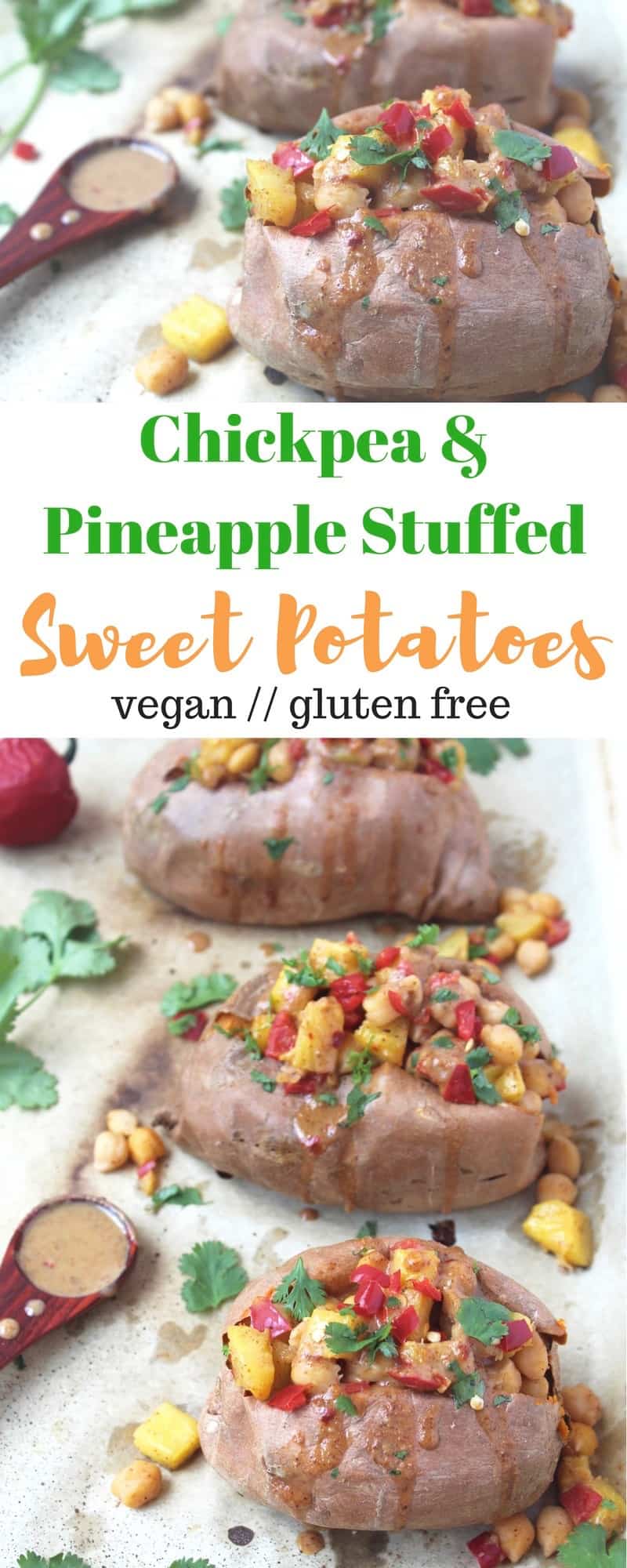 Chickpea & Pineapple Stuffed Sweet Potatoes