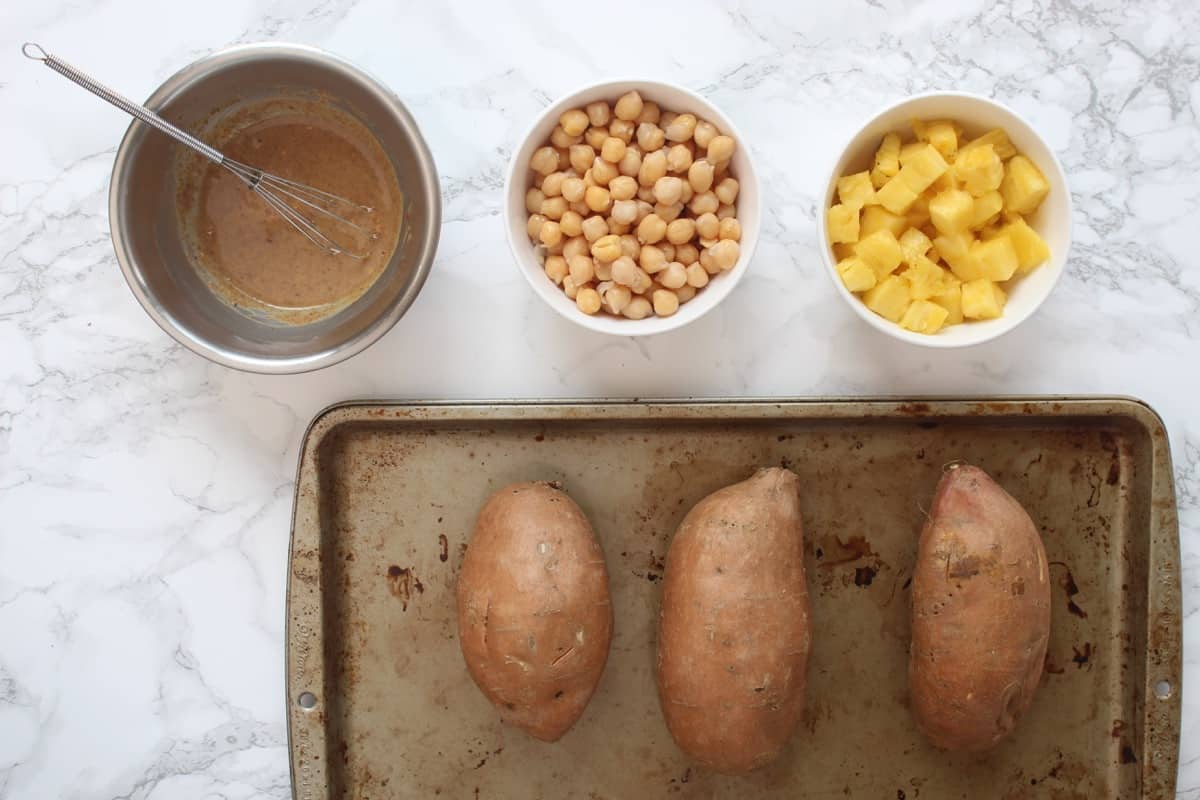 Chickpea & Pineapple Stuffed Sweet Potatoes