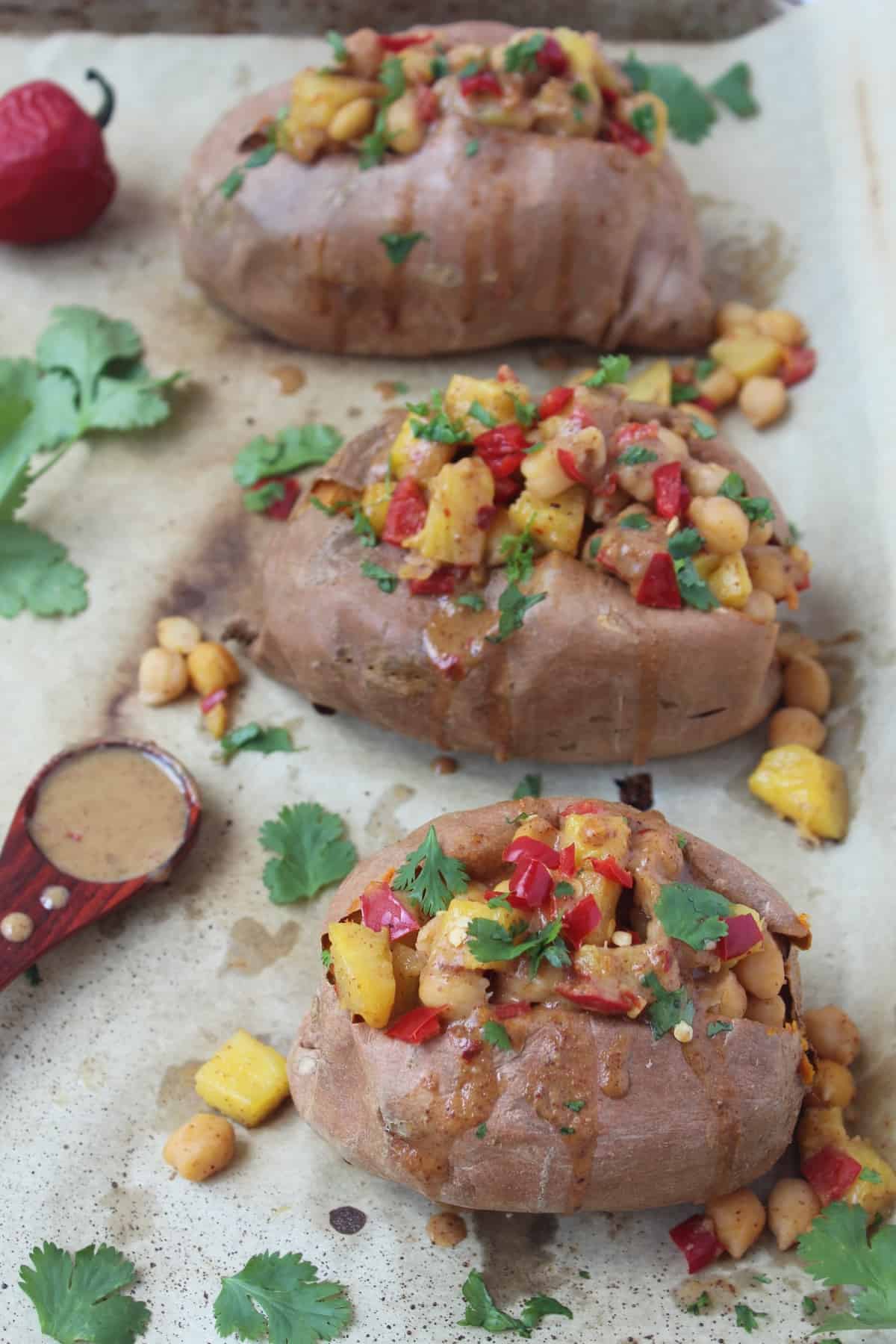 Chickpea & Pineapple Stuffed Sweet Potatoes