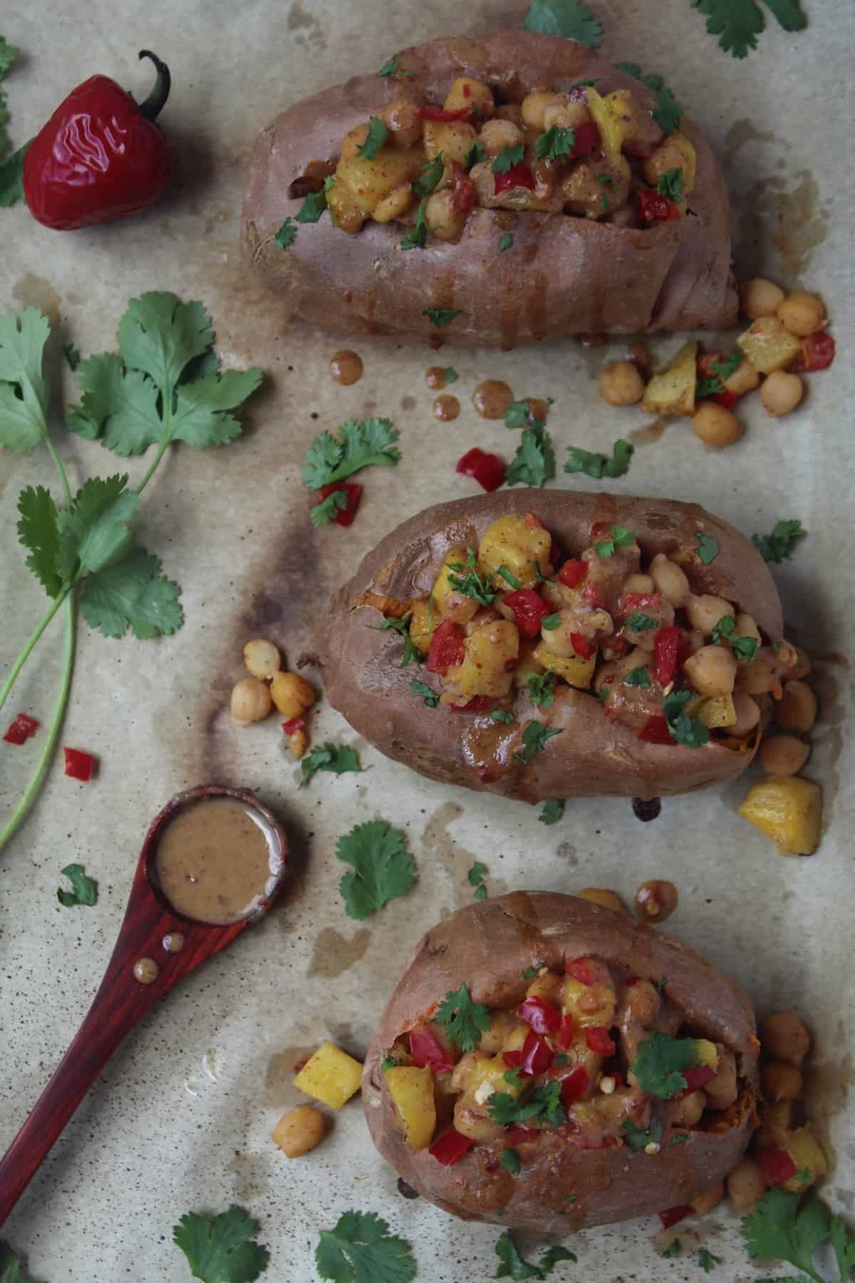 Chickpea & Pineapple Stuffed Sweet Potatoes