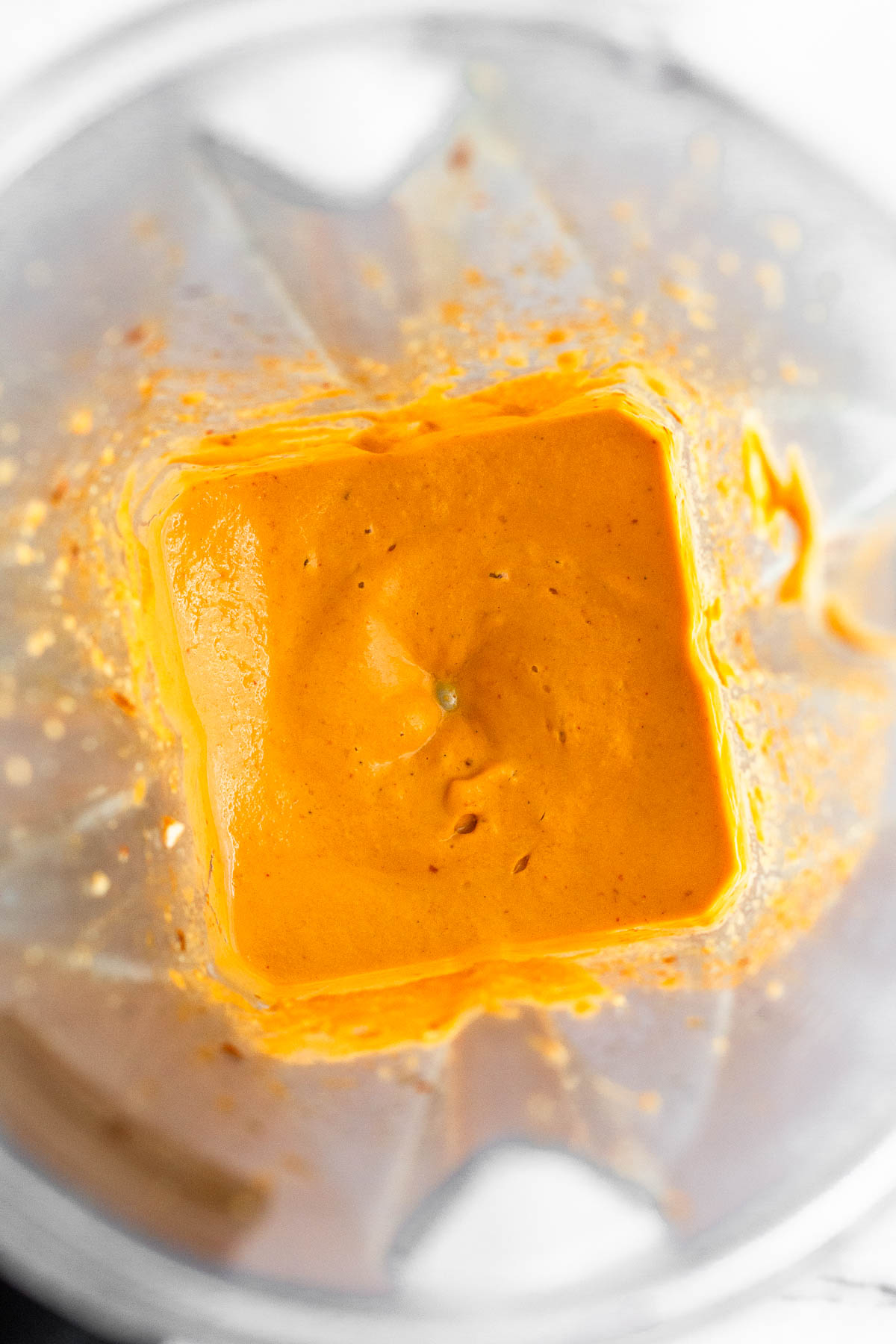 Blender filled with creamy curry dipping sauce.