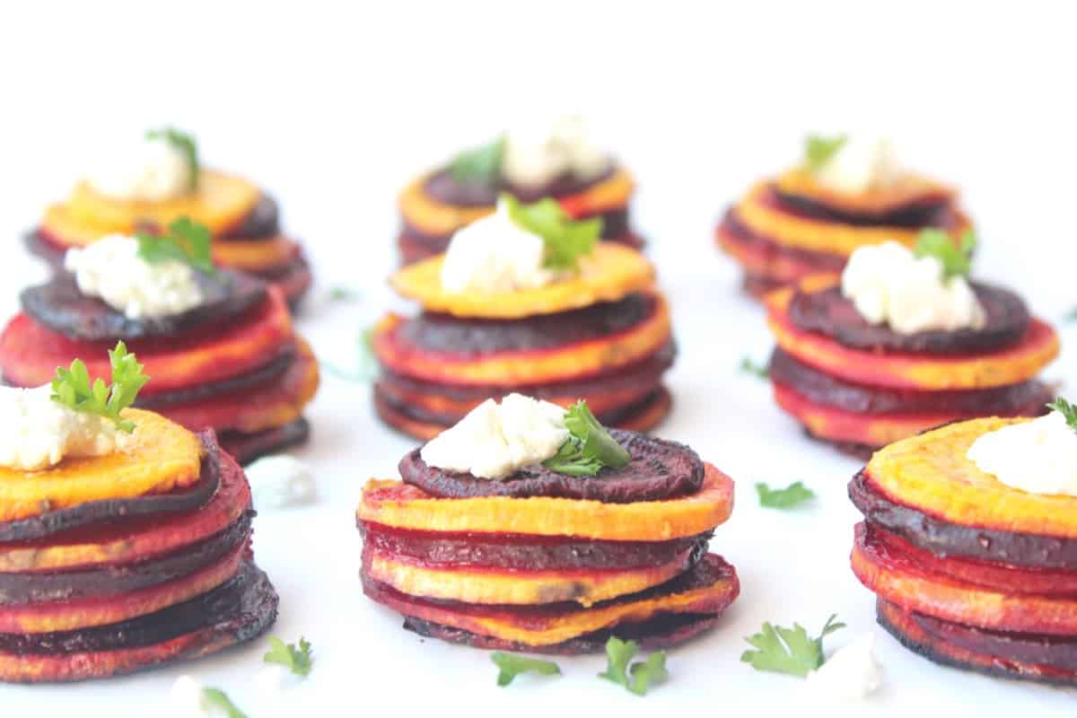 Roasted Sweet Potato & Beet Stacks