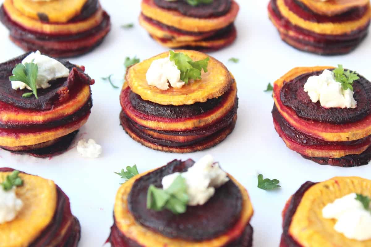 Roasted Sweet Potato & Beet Stacks