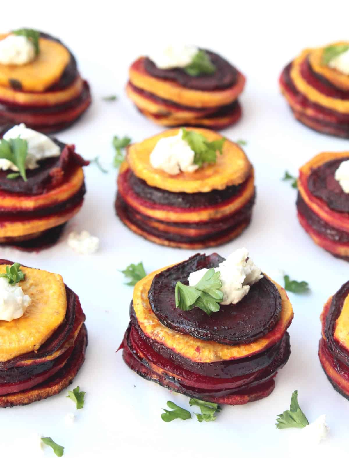 Roasted Sweet Potato & Beet Stacks