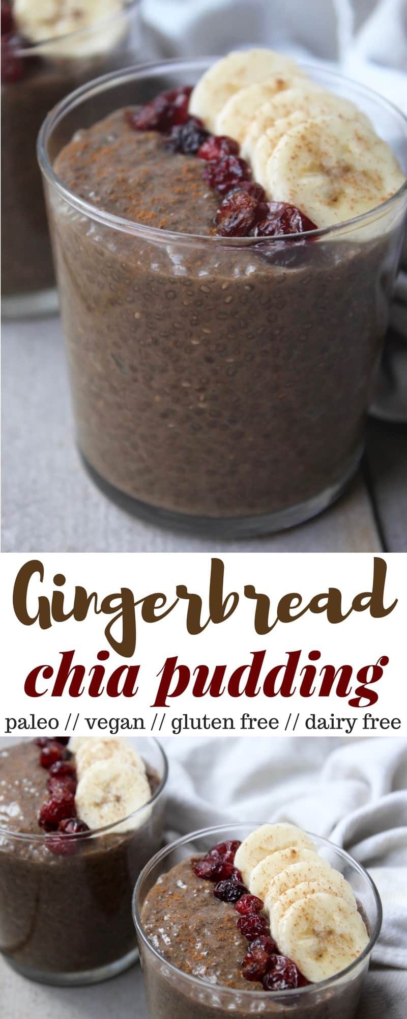 This Gingerbread Chia Pudding takes a classic holiday flavor and turns it into a gluten free, dairy free, vegan, and paleo healthy snack - Eat the Gains
