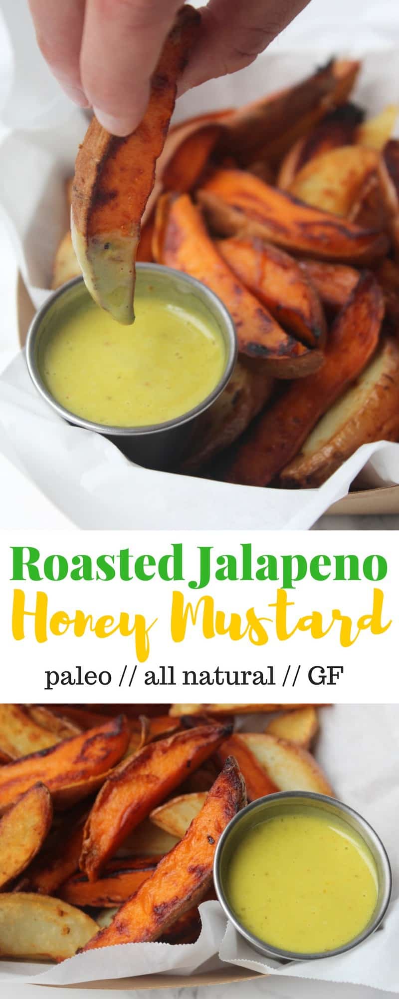 Take up your typical salads, veggies, and dipping needs with this kicked up Roasted Jalapeño Honey Mustard made from wholesome ingredients - Eat the Gains