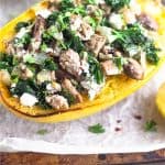 Turkey Kale Spaghetti Squash Boats Pinterest image