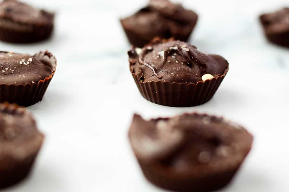 These two ingredient Vegan Salted Caramel Ice Cream Cups make an easy, dairy free, and gluten free frozen dessert perfect for entertaining or a sweet treat - Eat the Gains