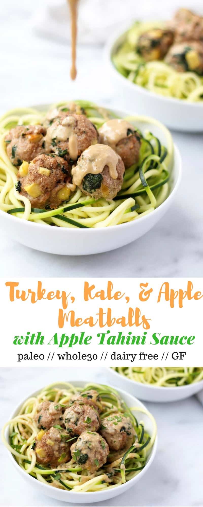 Protein, veggies, and fruit packed, these Turkey, Kale, & Apple Meatballs come together in less than 30 minutes and are paleo, gluten free, and Whole30 compliant! - Eat the Gains