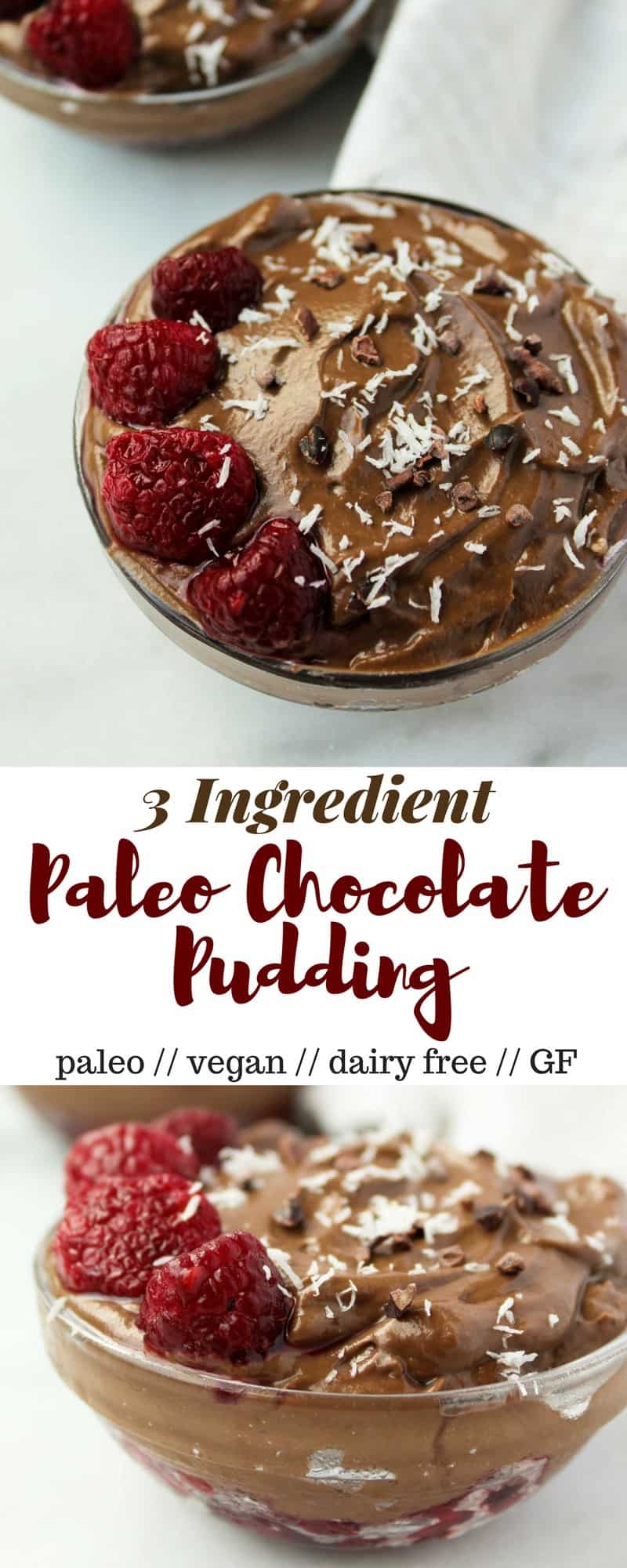 3 ingredients that come together in 2 minutes, this Paleo Chocolate Pudding is a good-for-you sweet treat packed with healthy fats and antioxidants - Eat the Gains