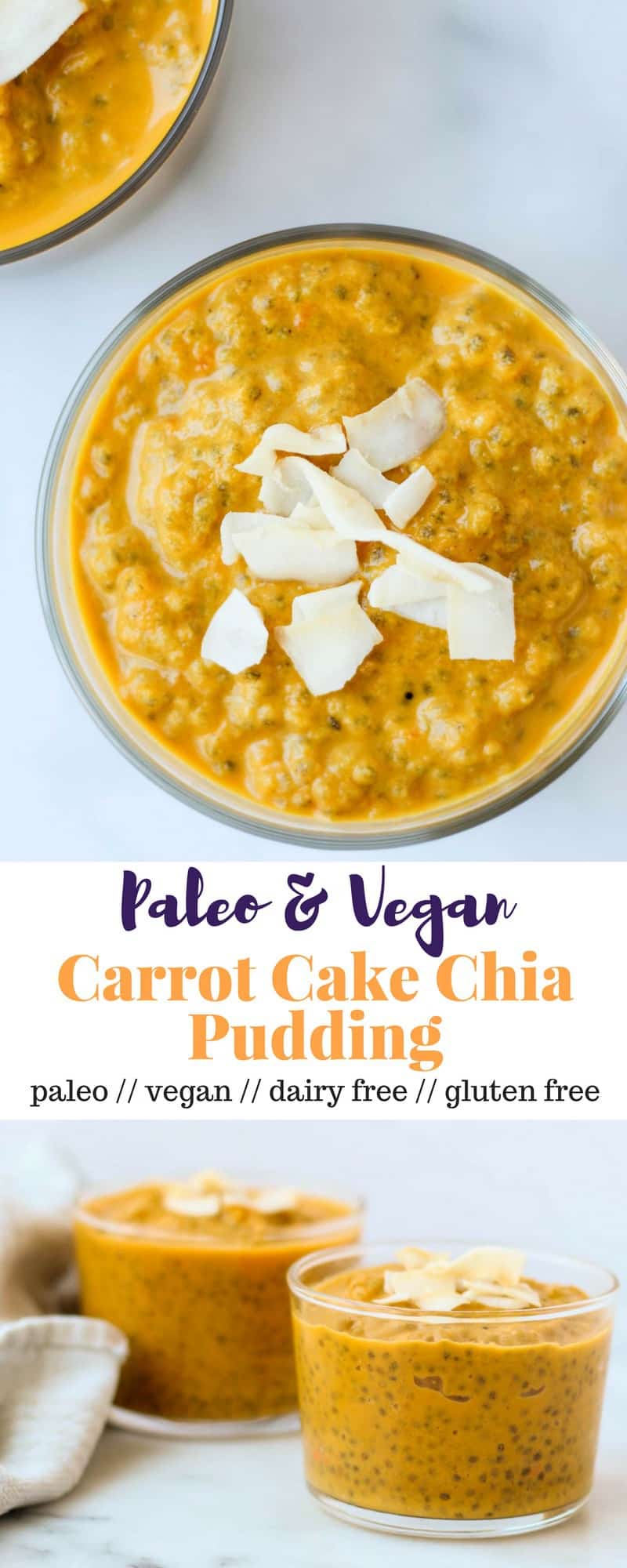 This Carrot Cake Chia Pudding takes the flavors of a classic dessert and turns it into a healthy snack that is paleo, vegan, and dairy & gluten free - Eat the Gains