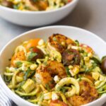 These Southwest Shrimp Zucchini Noodles are an easy and light summer dish packed with protein and seasonal vegetables. - Eat the Gains