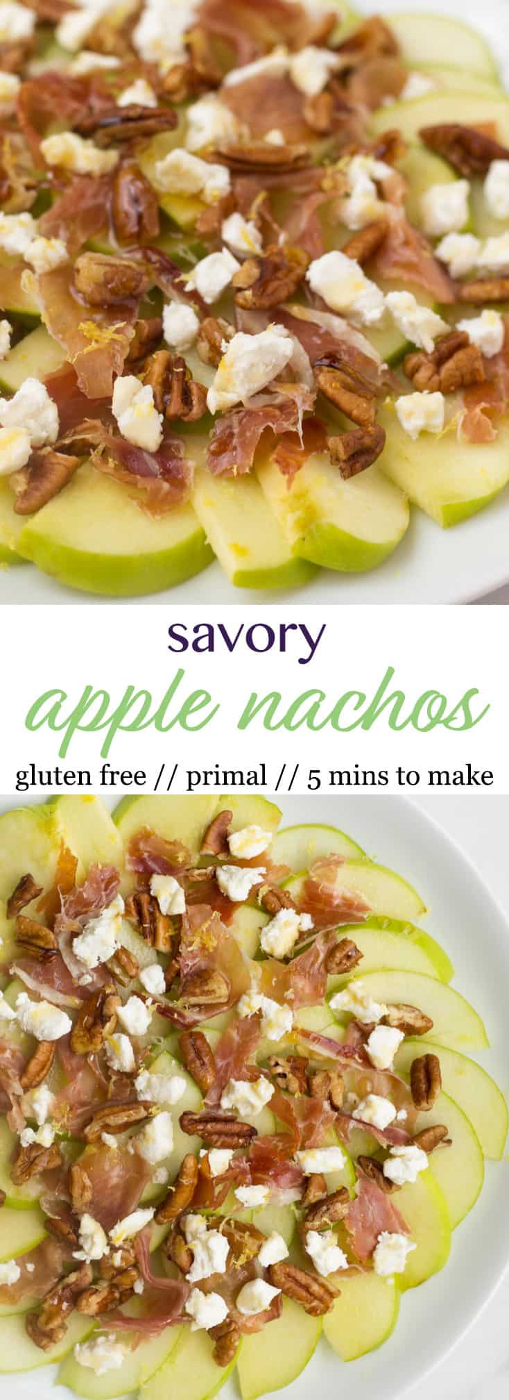 An easy fun fall recipe, these Savory Apple Nachos would be great for different occasions - an after school snack, a laid back get-together, and even a football tailgate! - Eat the Gains