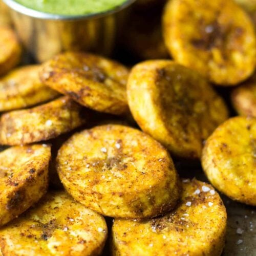 A great carb source, these Sweet & Spicy Baked Plantains are an easy side for breakfast or dinner and are paleo, vegan, and Whole30 approved! - Eat the Gains