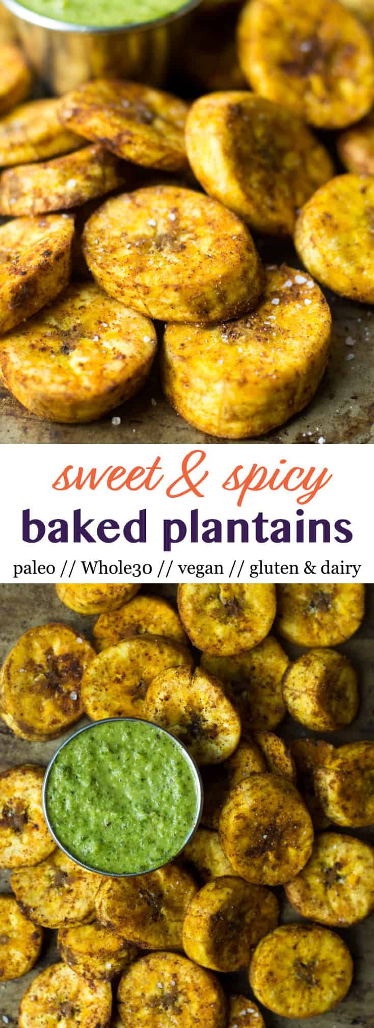 A great carb source, these Sweet & Spicy Baked Plantains are an easy side for breakfast or dinner and are paleo, vegan, and Whole30 approved! - Eat the Gains