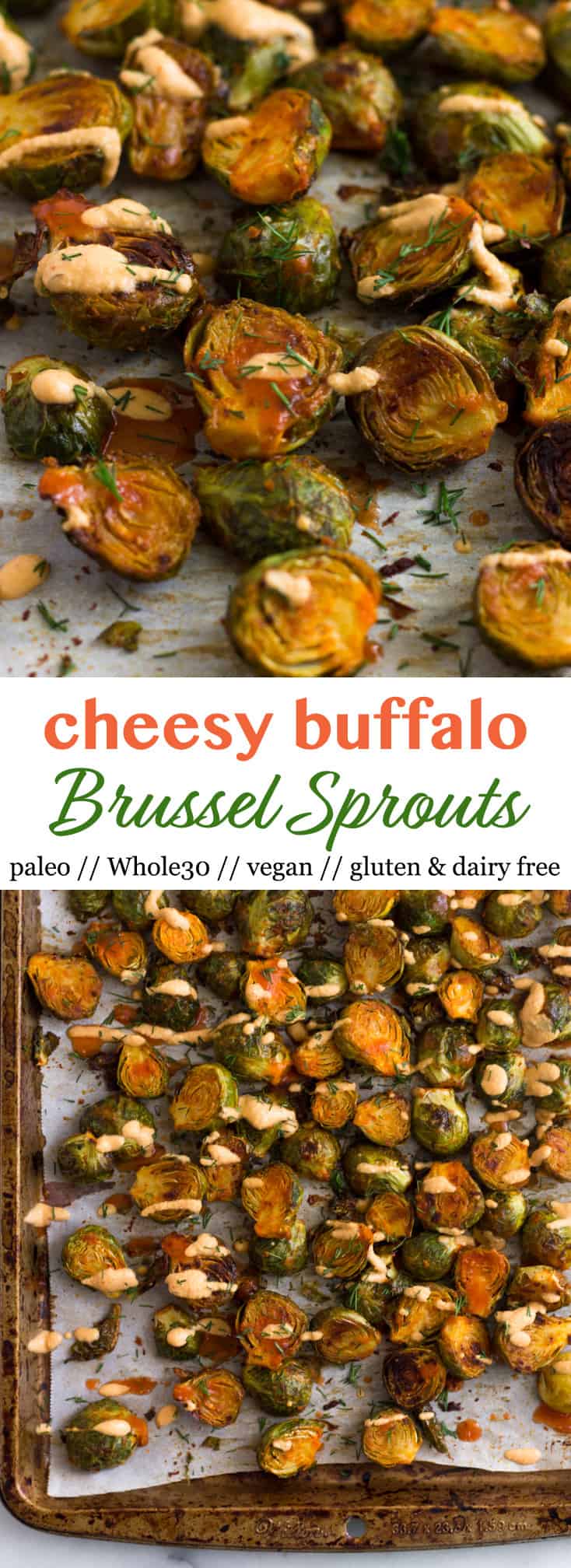 Cheesy Buffalo Brussel Sprouts Pinterest image