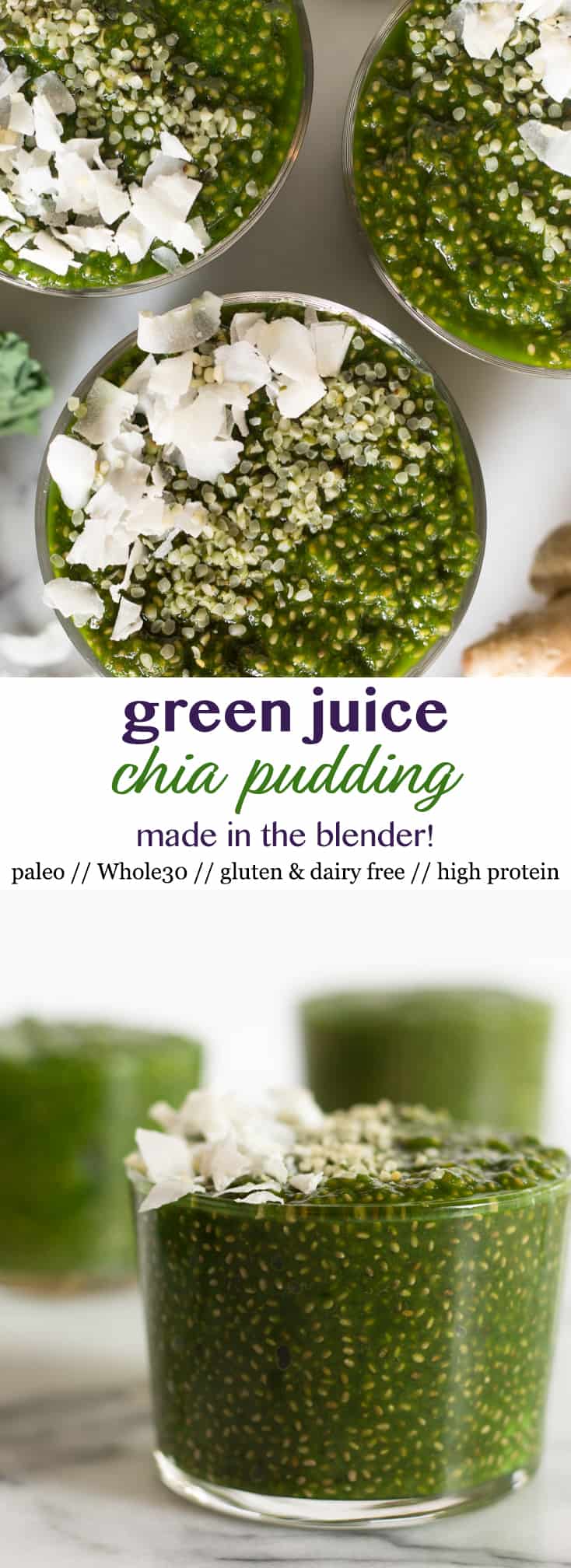 Pinterest image green juice chia pudding