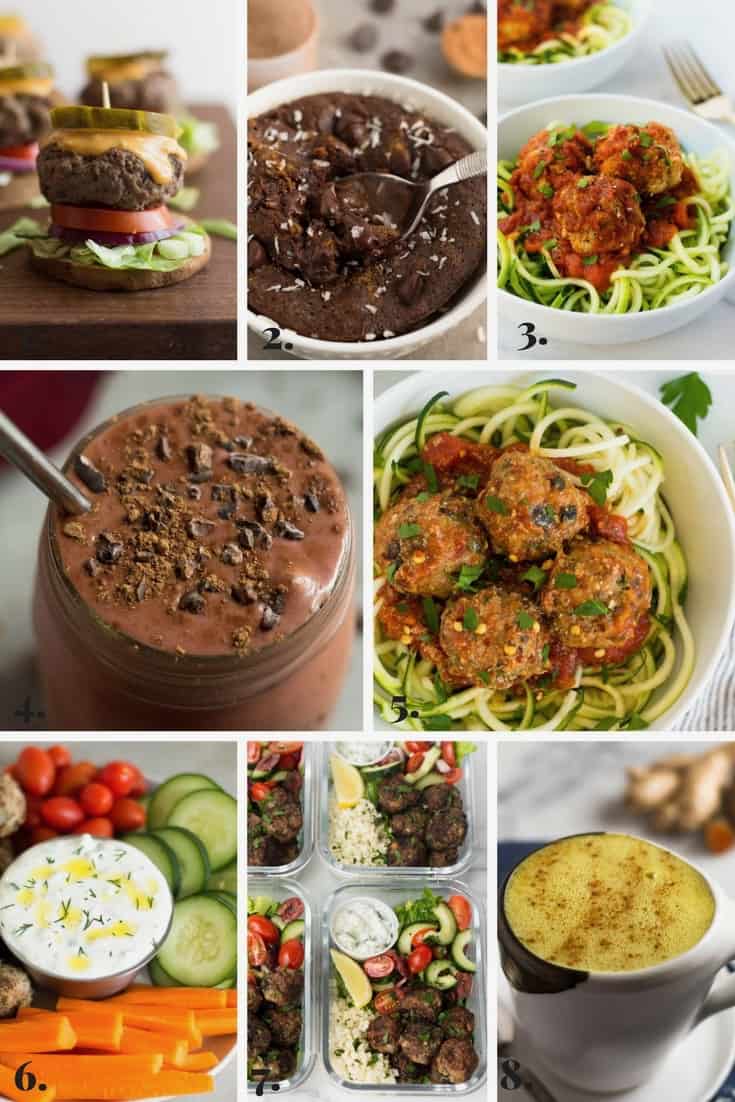 Collage of all the recipes made on Eat the Gains in February