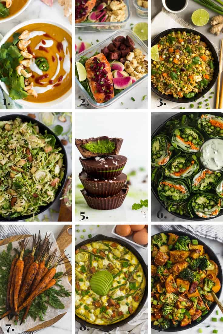 Collage of all the recipes made on Eat the Gains in March