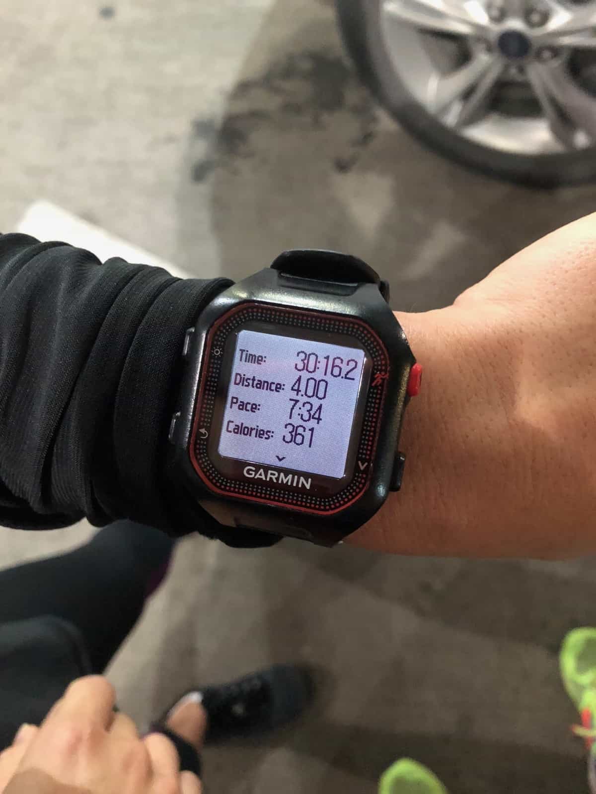 Running watch with a run recap on it