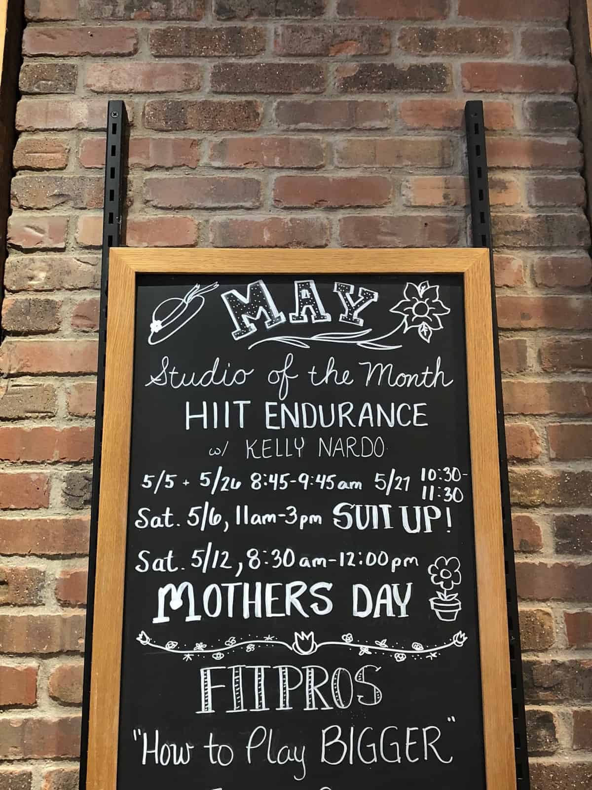 Sign of event in May at Athleta
