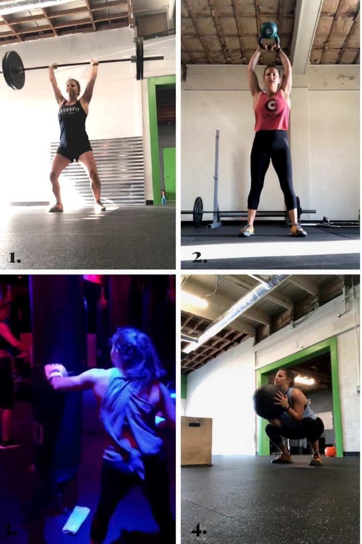 Collage of all the workouts I did on Eat the Gains in June