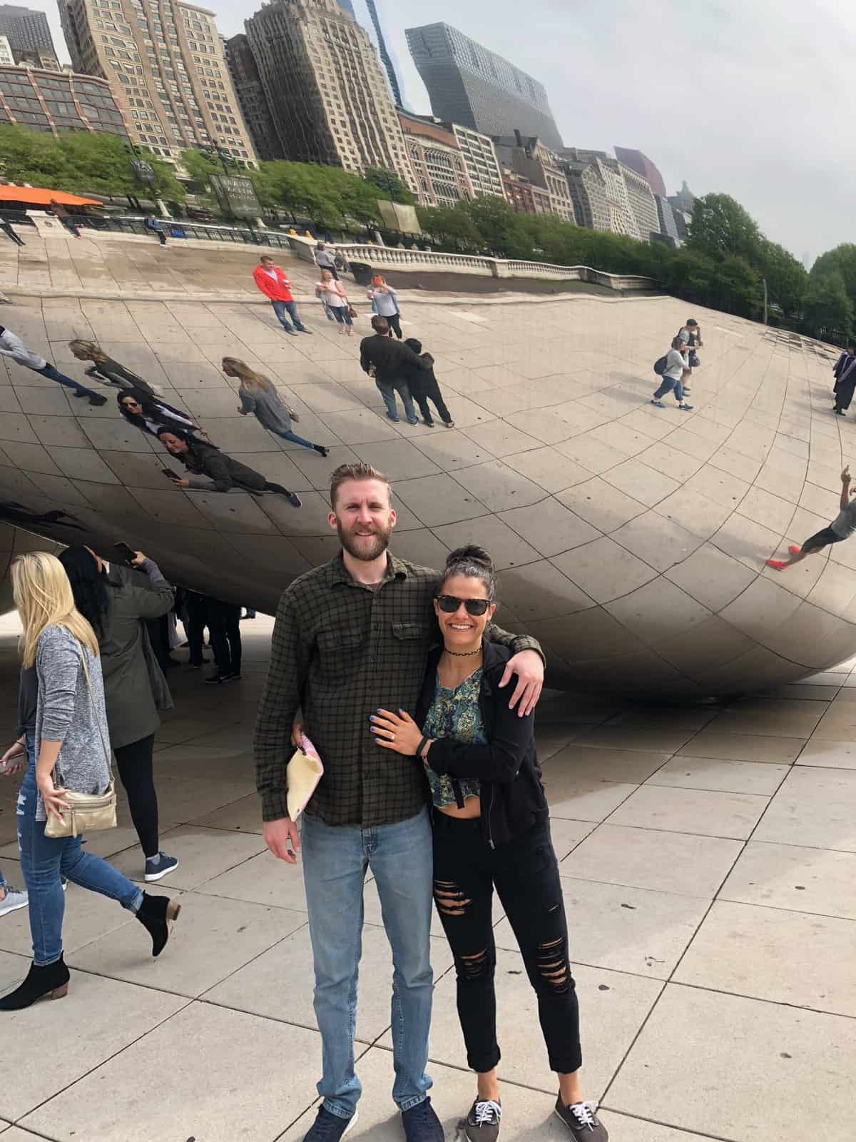 Couple at the Bean in Chicago, IL