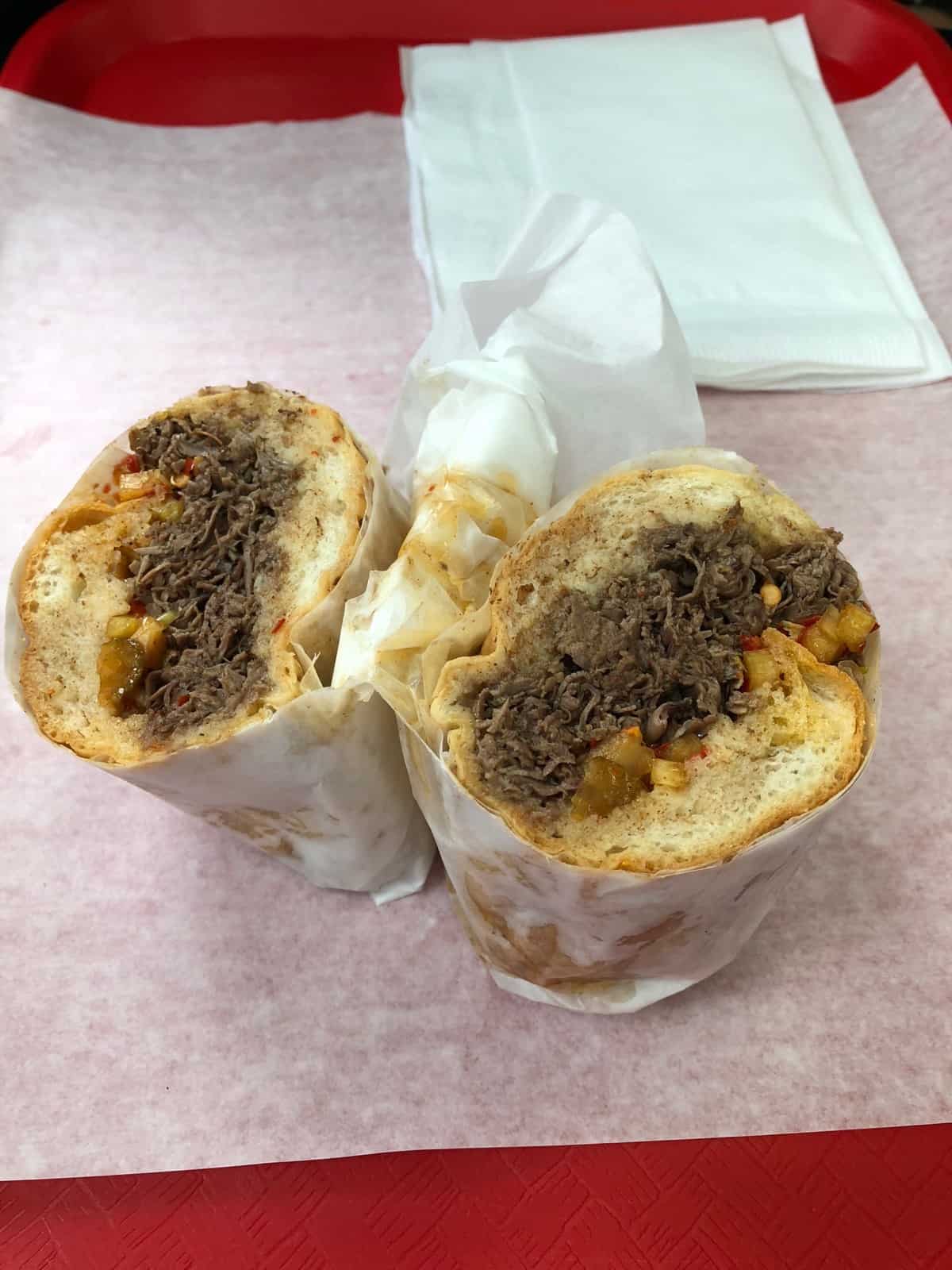 Italian beef sandwich from Al's Beef in Chicago, IL