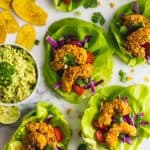 Paleo Plantain Crusted Crispy Shrimp Tacos Pinterest image