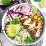 Whole30 Fish Taco Bowls Pinterest image