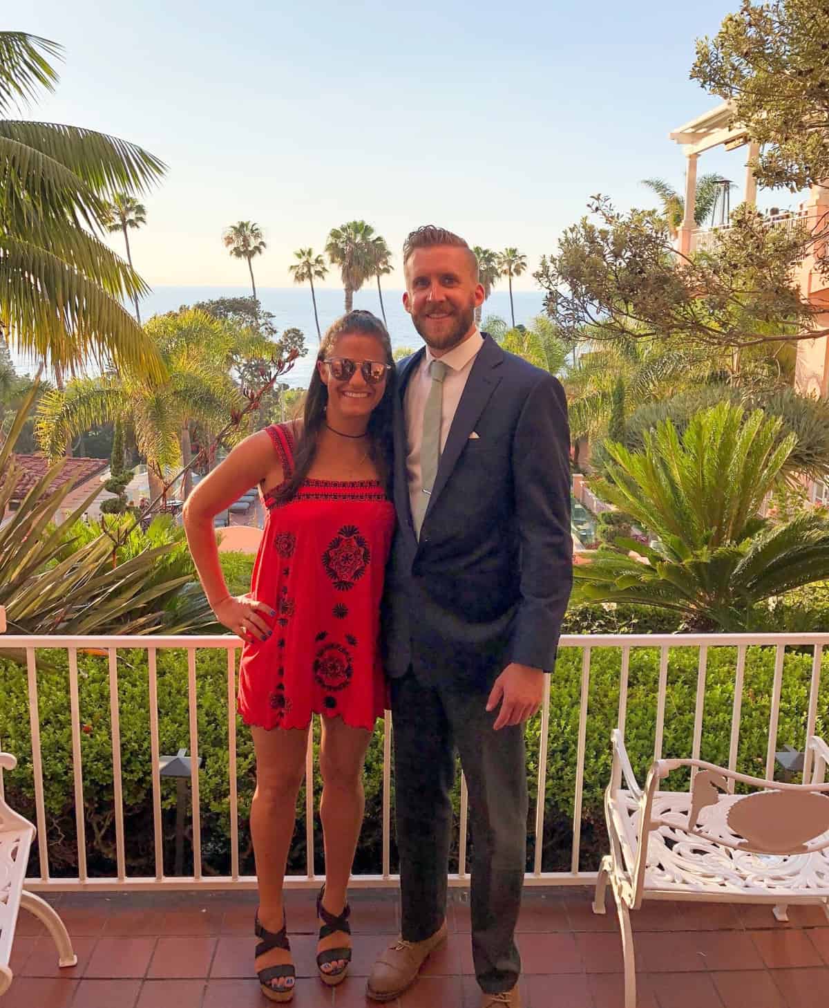 Couple at a wedding in La Valencia in La Jolla San Diego