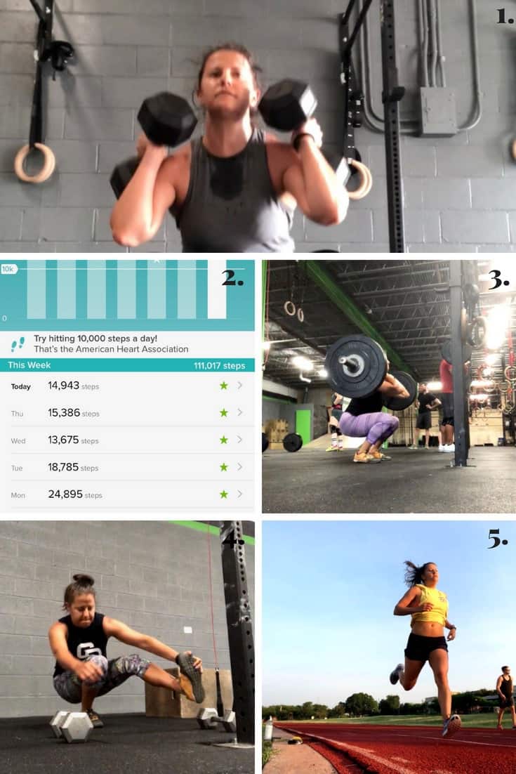 Collage of all the workouts I did on Eat the Gains in July