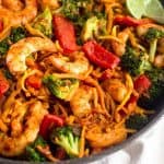 Whole30 Shrimp & Butternut Squash Noodles with Curry Peanut Sauce Pinterest image