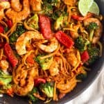 Whole30 Shrimp & Butternut Squash Noodles with Curry Peanut Sauce Pinterest image