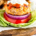 Grilled Buffalo Chicken Burgers Pinterest image