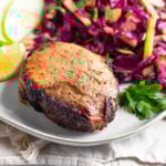 Air Fryer Pork Chops with Cabbage Apple Salad Pinterest image