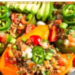 Beef and Rice Stuffed Peppers Pinterest image
