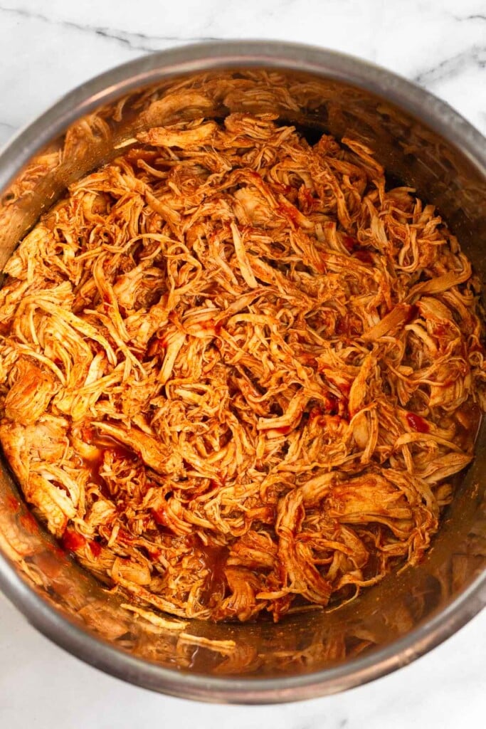 Shredded bbq chicken in an instant pot.