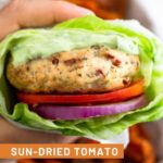 Sun-Dried Tomato Chicken Burgers Pinterest image